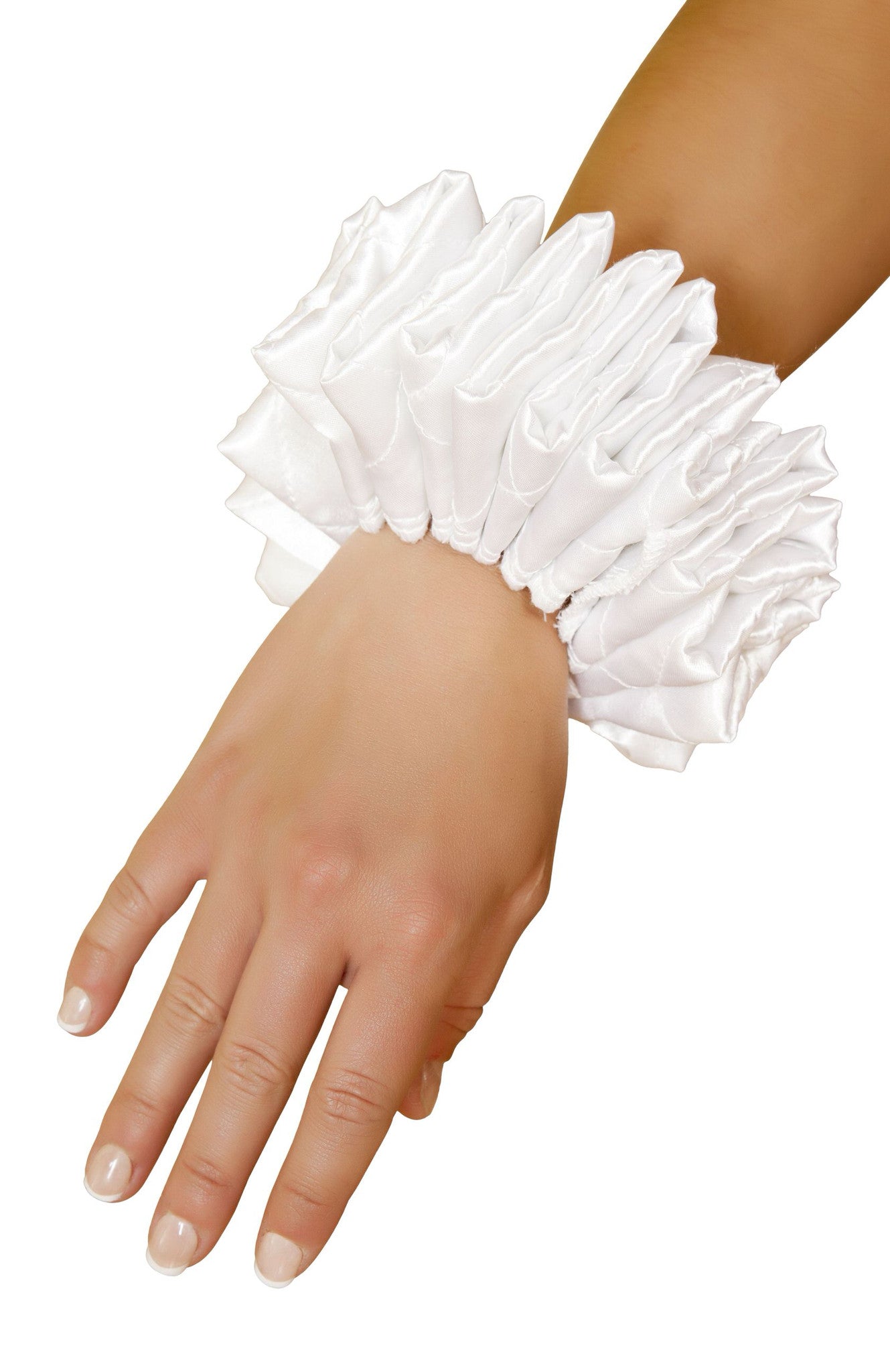 White Delightful 4372 - Ruffled wrist cuffs Ravewear Size O/S