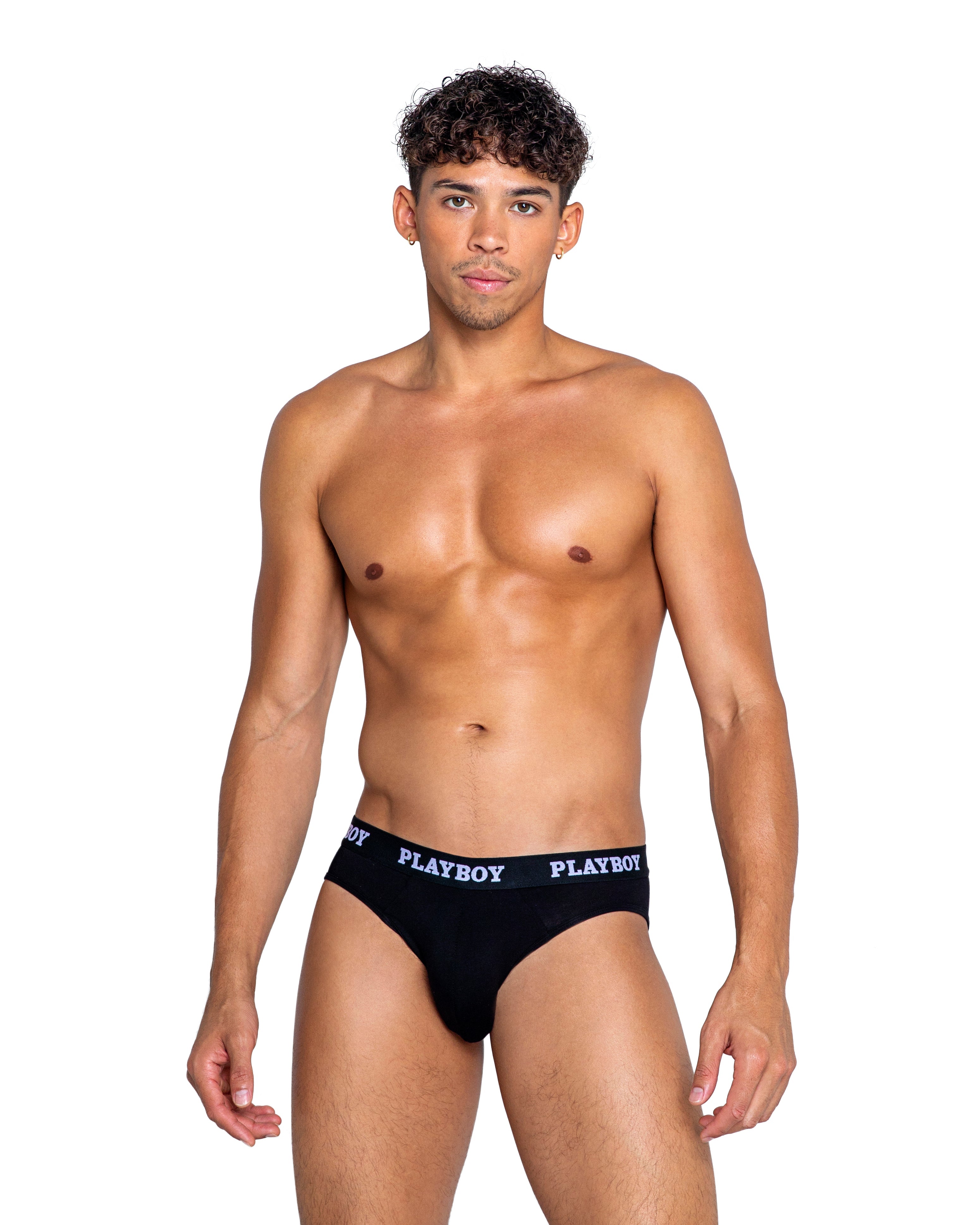 Black/white Brilliant Playboy Mens Modal Gym Briefs Playboy Lingerie Size XL