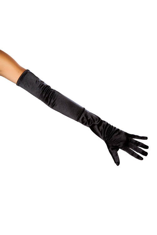 Stretch Satin Gloves Costume Gloves in Black by Build-A-Hoochie