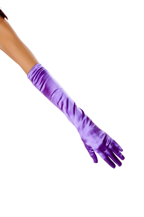 Stretch Satin Gloves Costume Gloves in Purple by Build-A-Hoochie