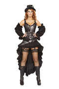 6PC Sexy Steampunk Maiden Costume Set in Black by Build-A-Hoochie