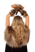 Pair of Faux Fur Viking Arm Cuffs Costume Cuffs in Brown by Build-A-Hoochie