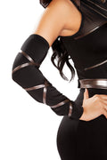Pair of Arm Cuffs with Strap Detail Costume Cuffs in Black by Build-A-Hoochie