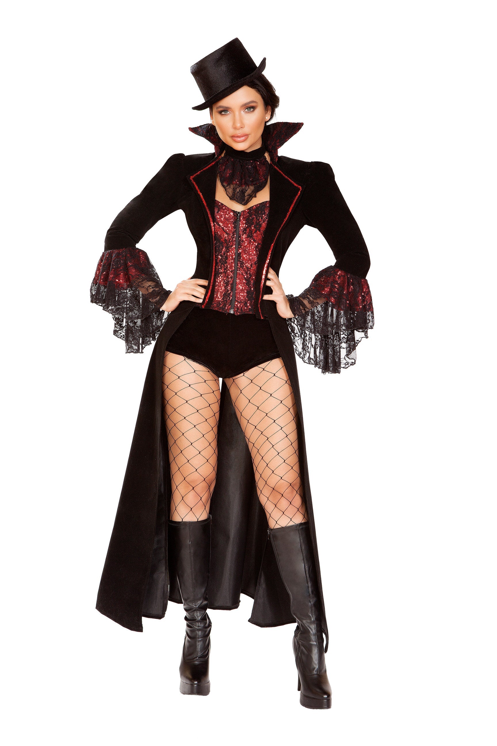 Black/red Celebrated 4909 - 4pc The Lusty Vampire Costumes Size L