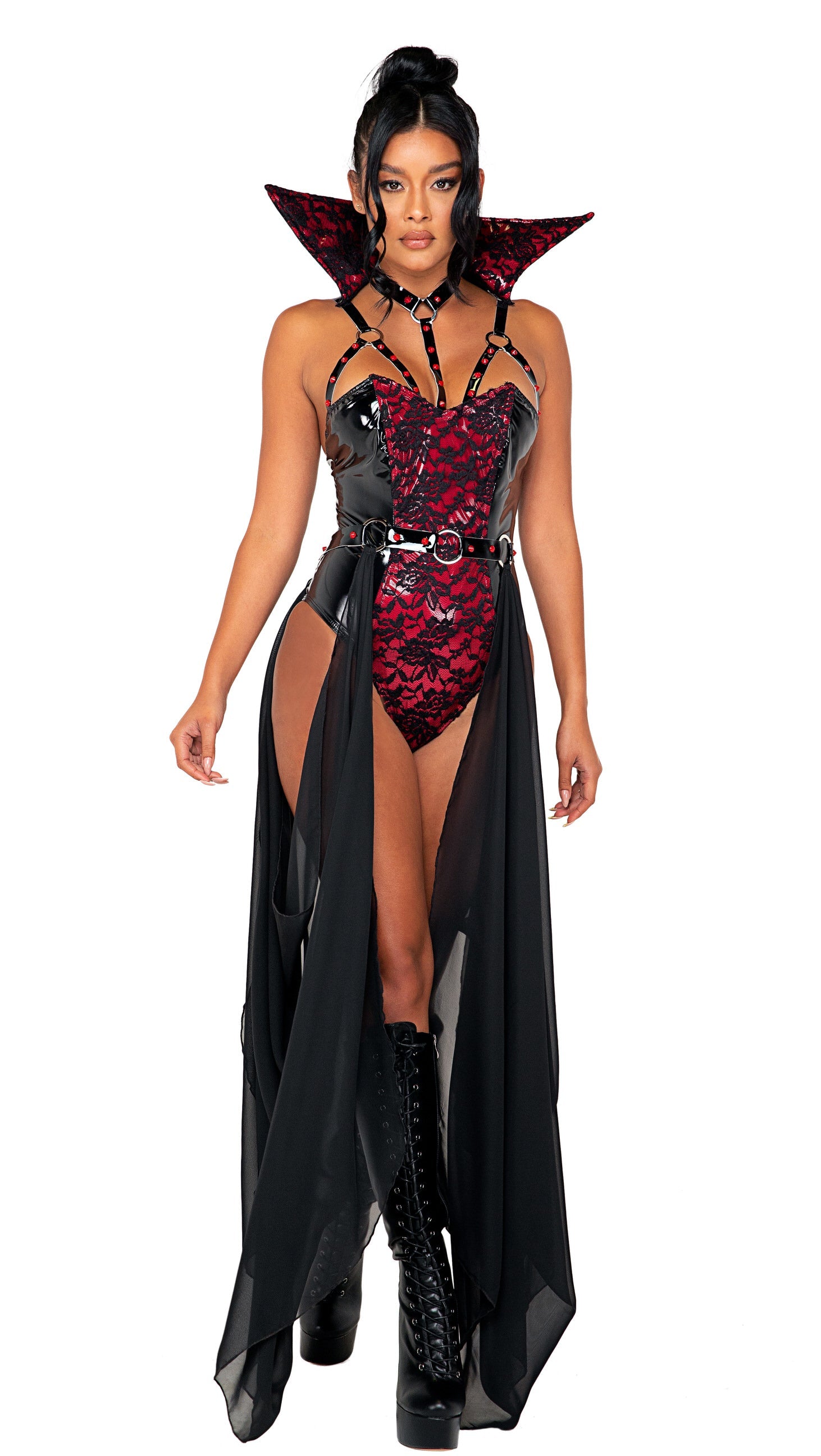 Black/red Bespoke 5073 - 2pc Piercing Beauty Vampire Costumes Size L