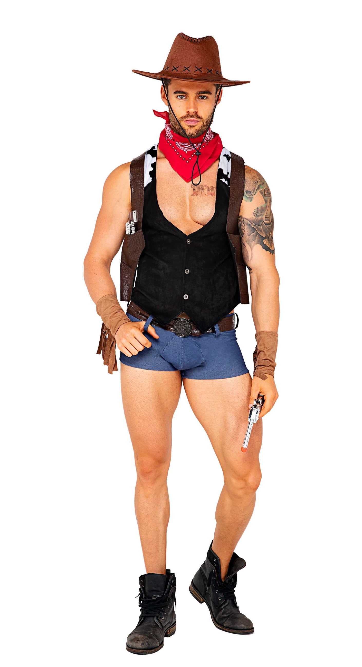 Black/brown Exquisite 5103 - 7pc Showdown Cowboy Costumes Size XL