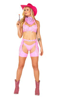 4PC Pretty Pink Cowgirl Costume Set in Pink by Build-A-Hoochie