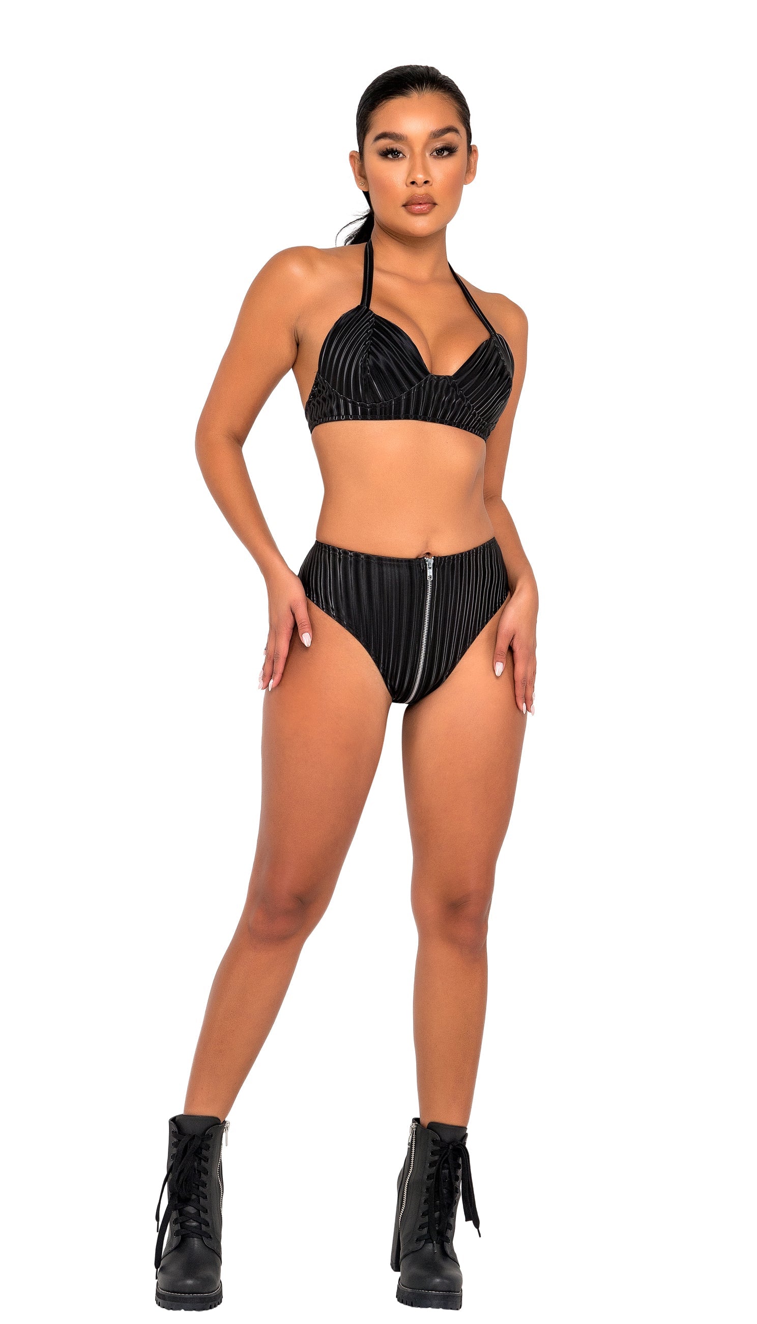 Black Rhapsodic 6125 - High-Waisted Zip-Up Shorts Ravewear Size L