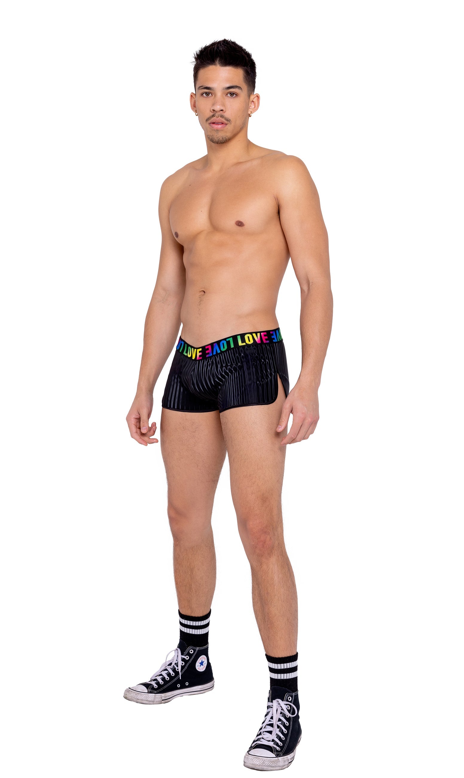 Black/multi Astounding 6152 - Men���s Pride Runner Shorts Ravewear Size XL