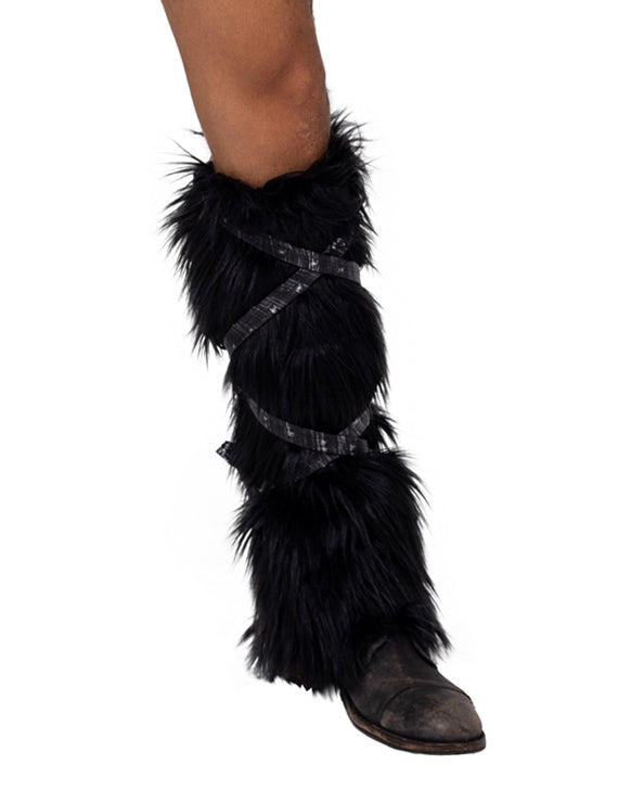 BAH6170 - Gorgeous Pair of Black Faux Fur Leg Warmers
