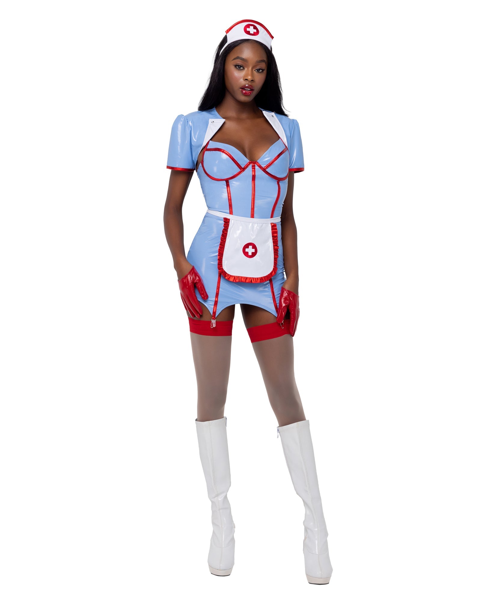 Blue/red/white Exclusive 6180 - 4PC Retro Nurse Costumes Size L