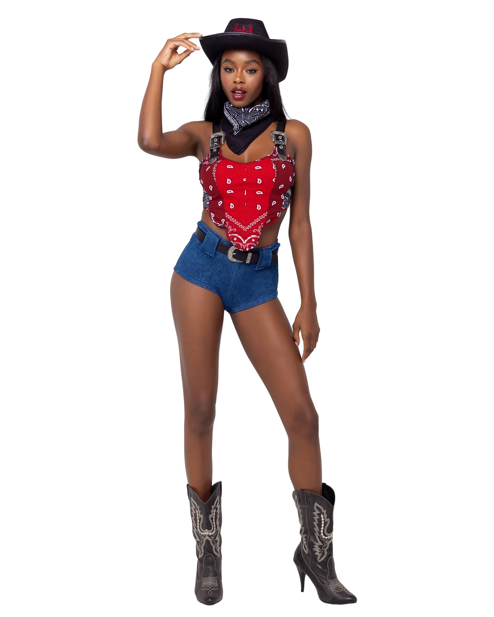 Blue/red/black Fabulous 6196 - 4PC Western Cowgirl Costumes Size L