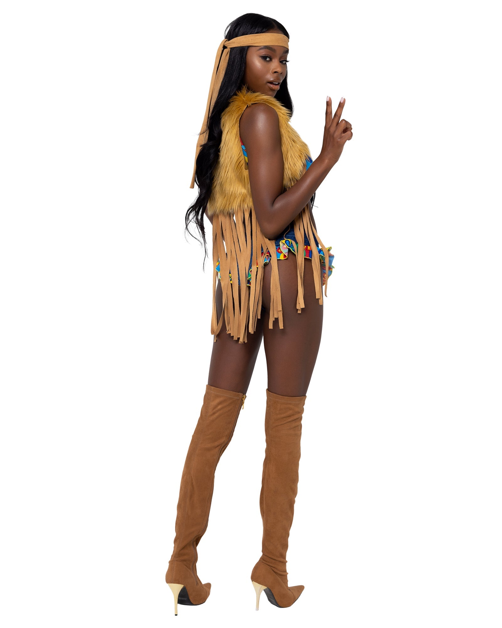 Captivating 6205 - 4PC Peace & Love Hippie Costumes Back View