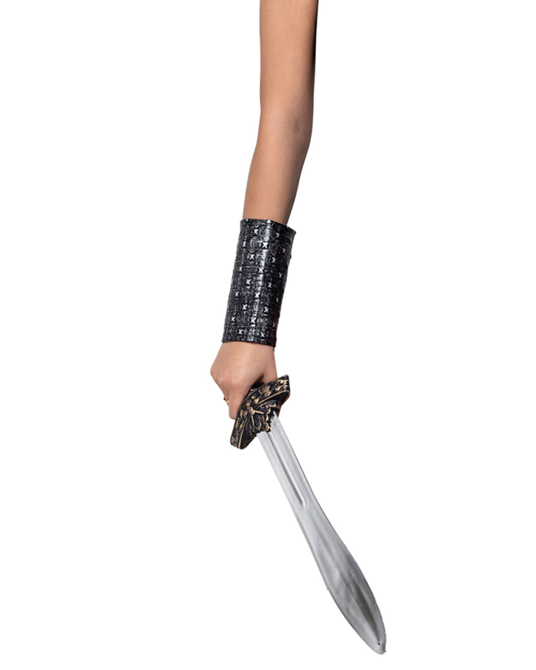 Black/grey Designer 6219 - Pair of Warrior Arm Cuffs Costumes Size O/S