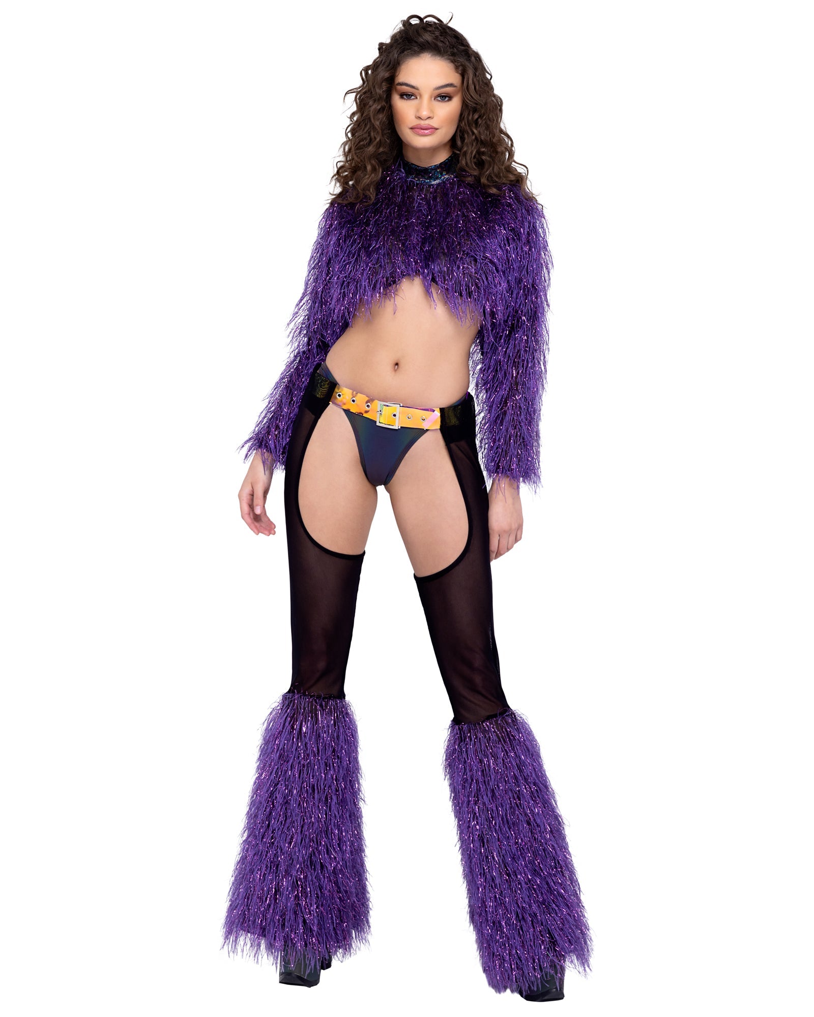 Angel 6248 - Sheer Chaps with Faux Fur Bell & Belt Ravewear