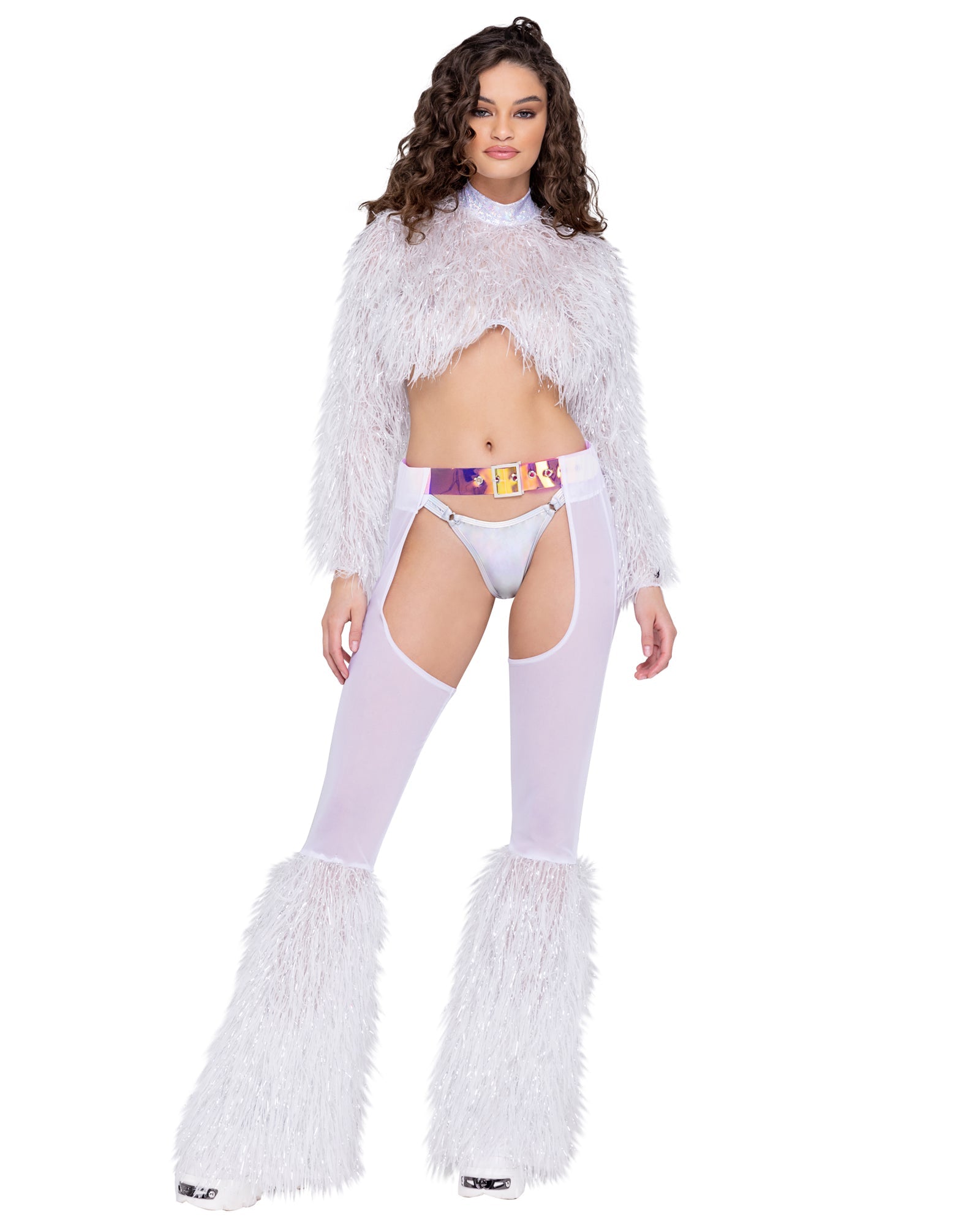 Angel 6248 - Sheer Chaps with Faux Fur Bell & Belt Ravewear