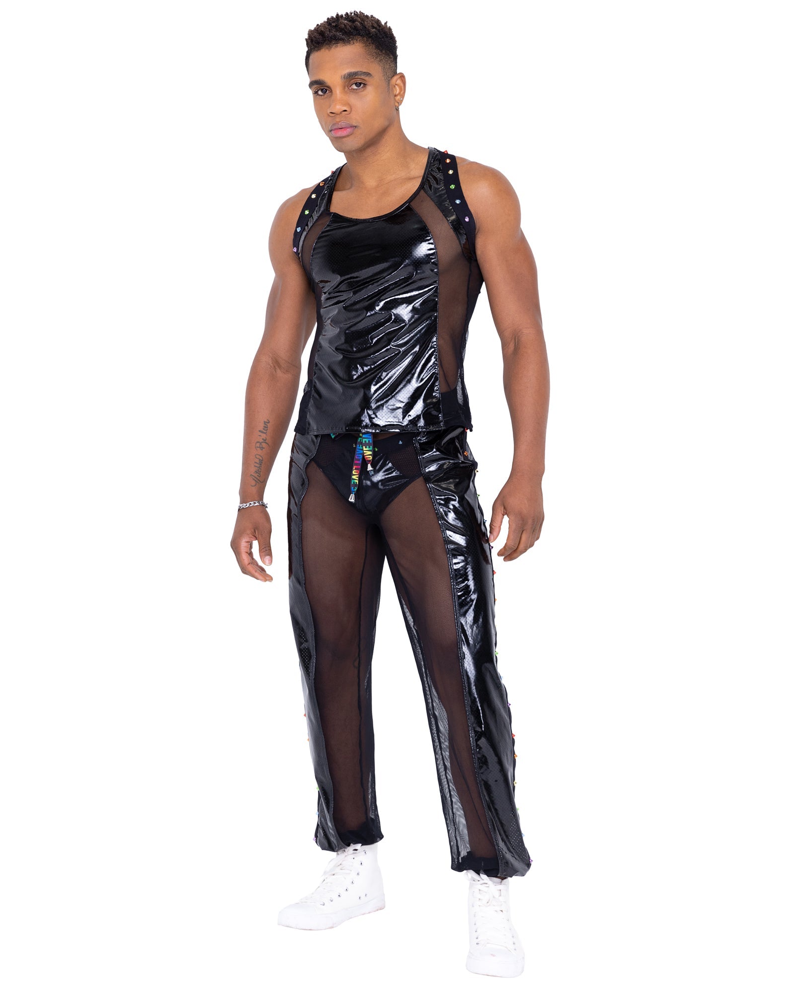 Unparalleled 6335 - Mens Pride Vinyl Mesh & Mesh Joggers Ravewear