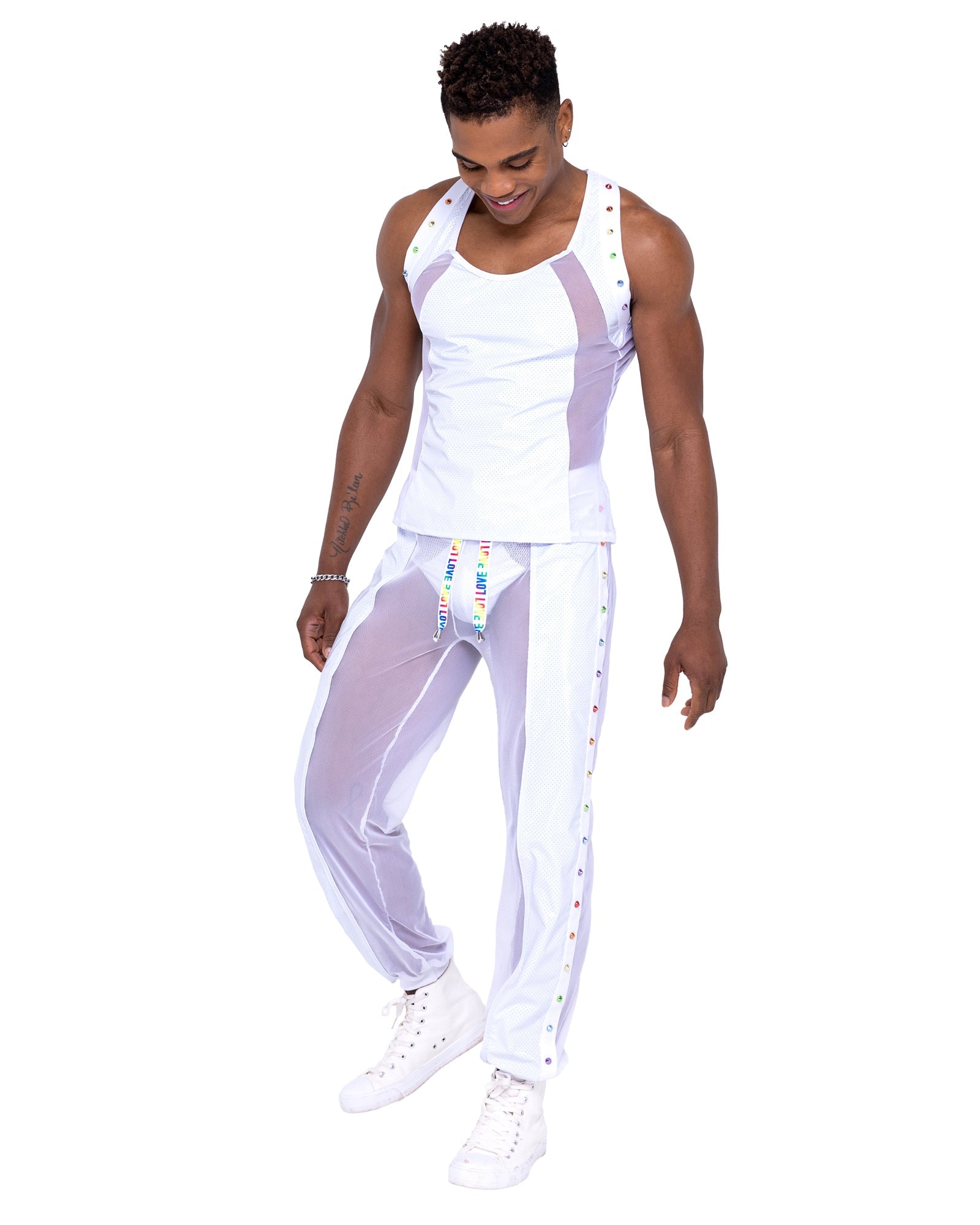 Unparalleled 6335 - Mens Pride Vinyl Mesh & Mesh Joggers Ravewear