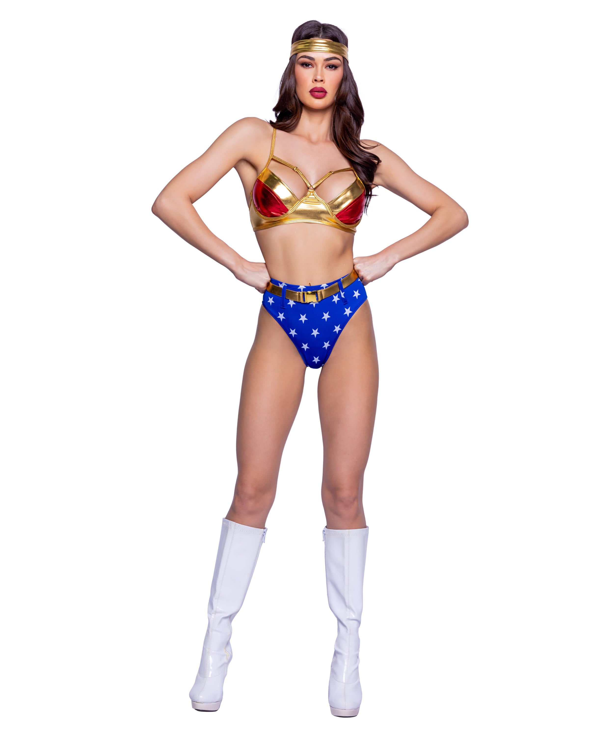 Gold/blue/red Celestial 6363 - 4pc Woman Power Costumes Size L