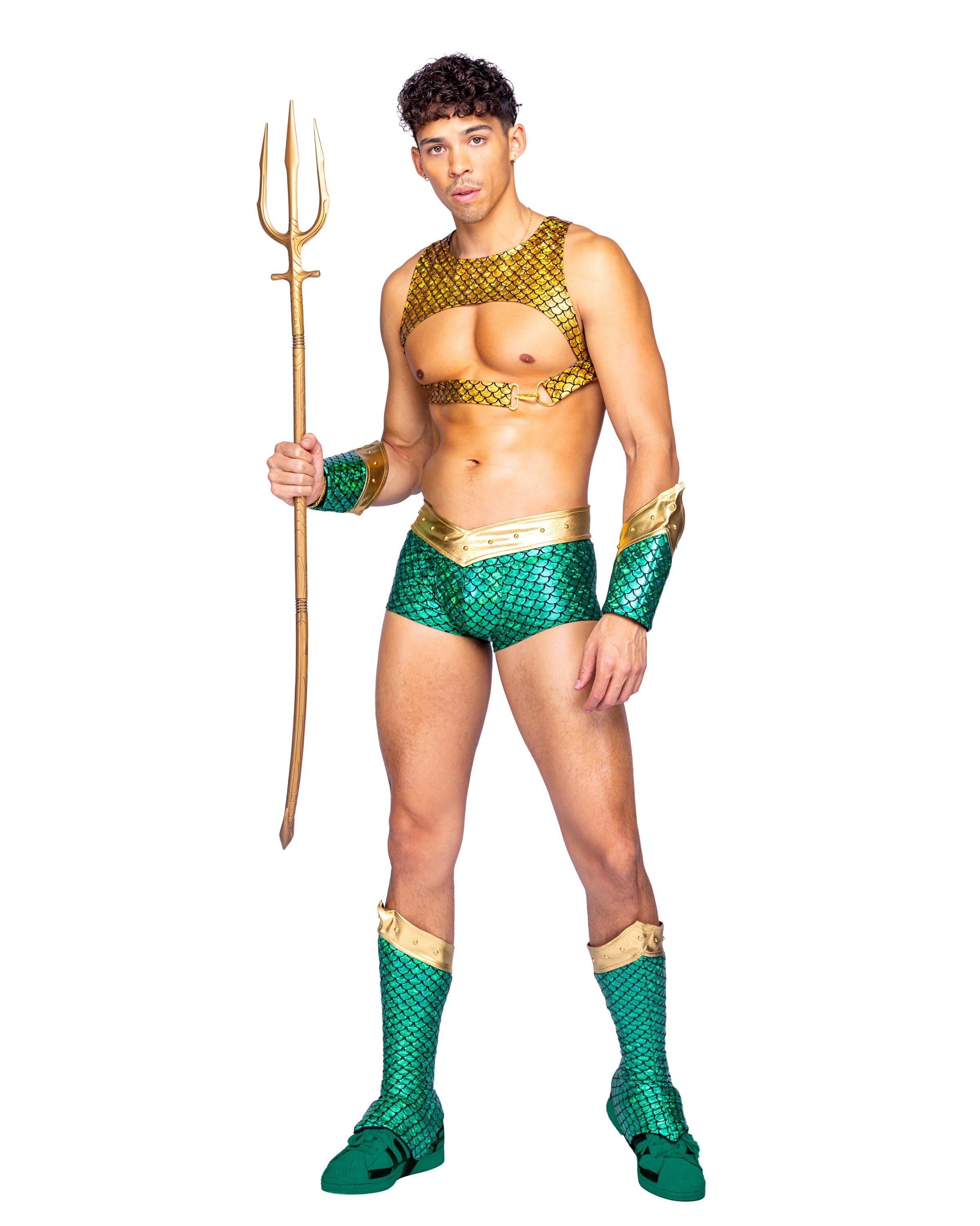 Green/gold Exclusive 6365 - 4pc Aqua Hunk Costumes Size XL