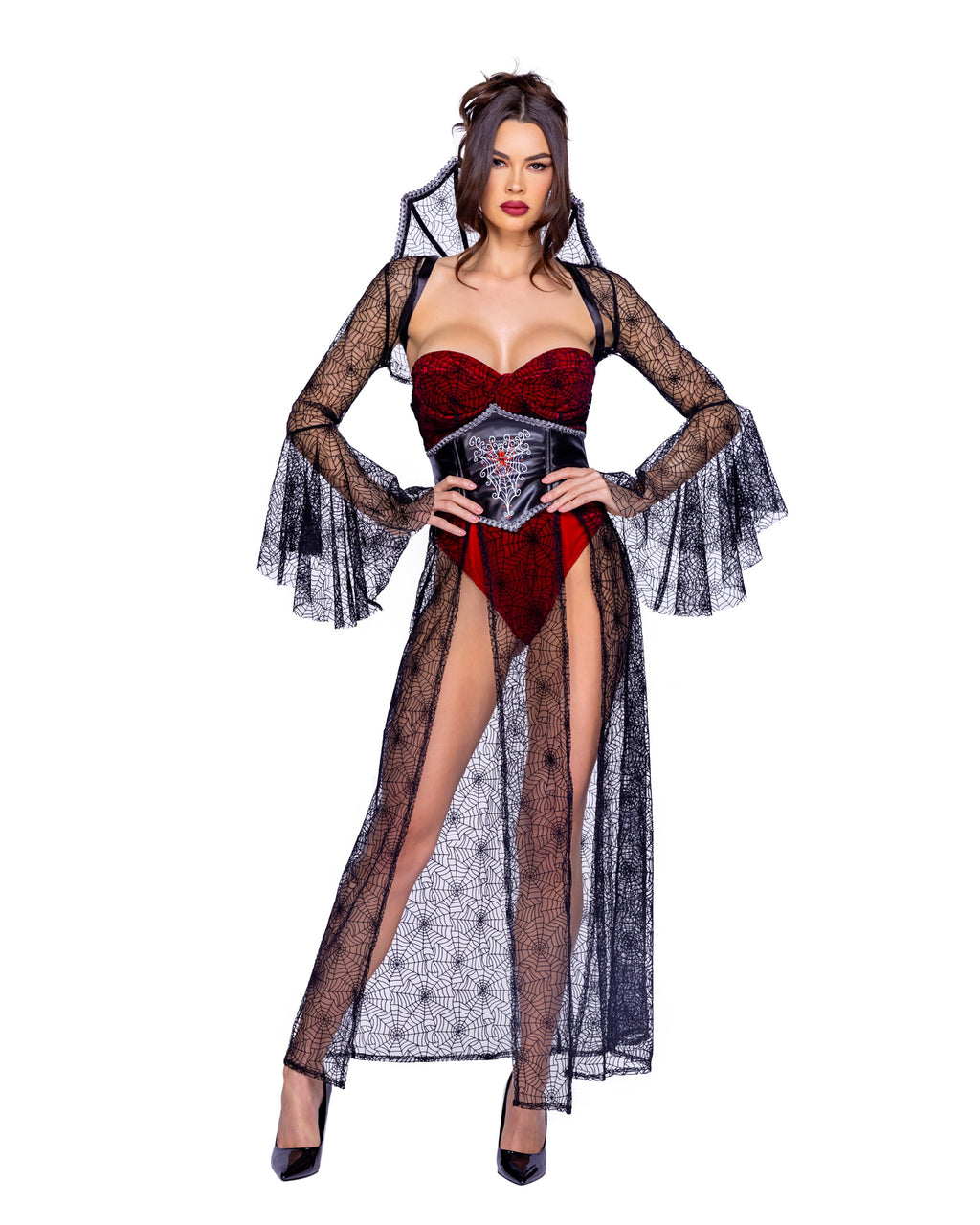 Black/red Celebrated 6376 - 4pc Black Widow Costumes Size L