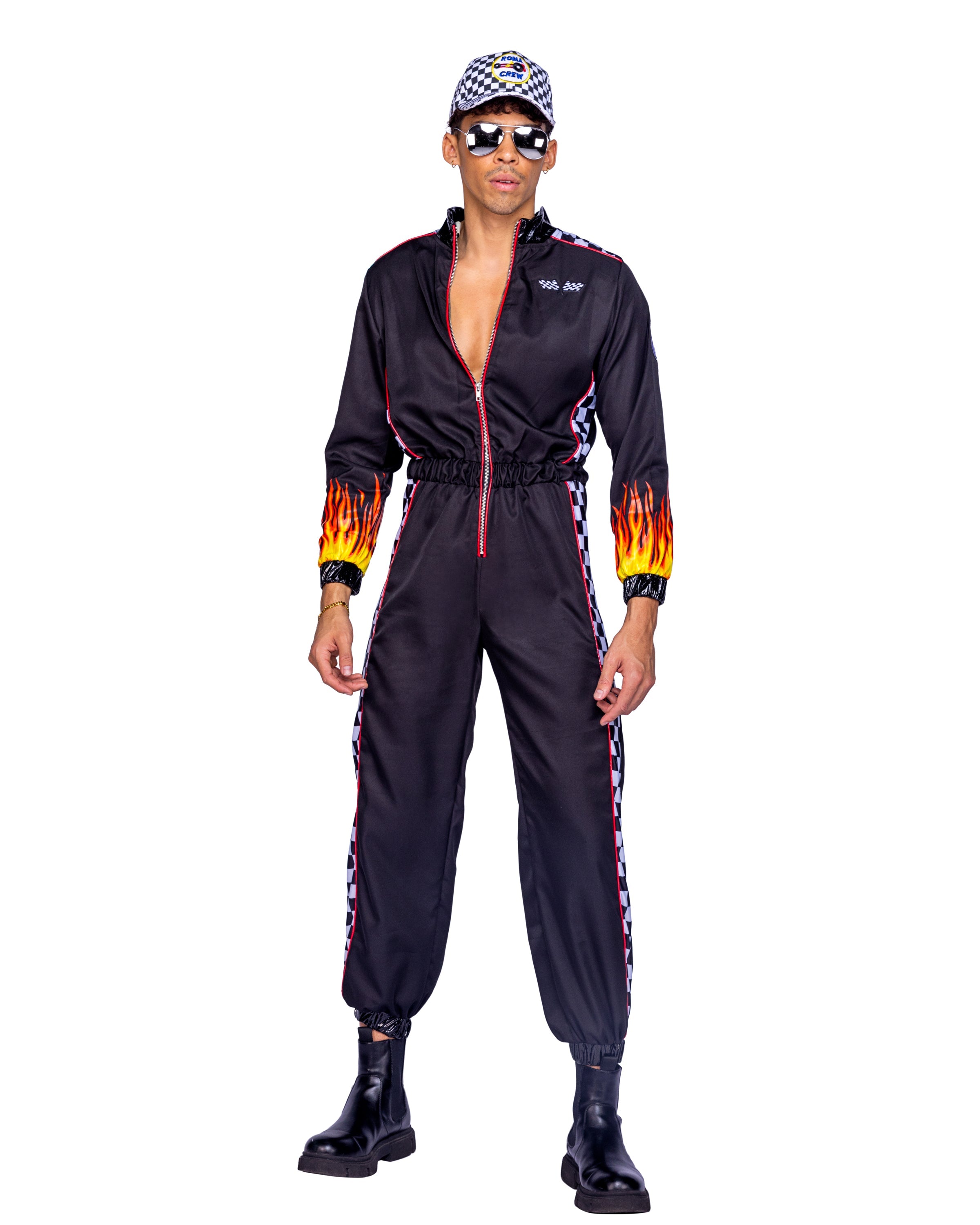 Black/multi Brilliant 6404 - 1pc Hunky Race Car Driver Costumes Size XL