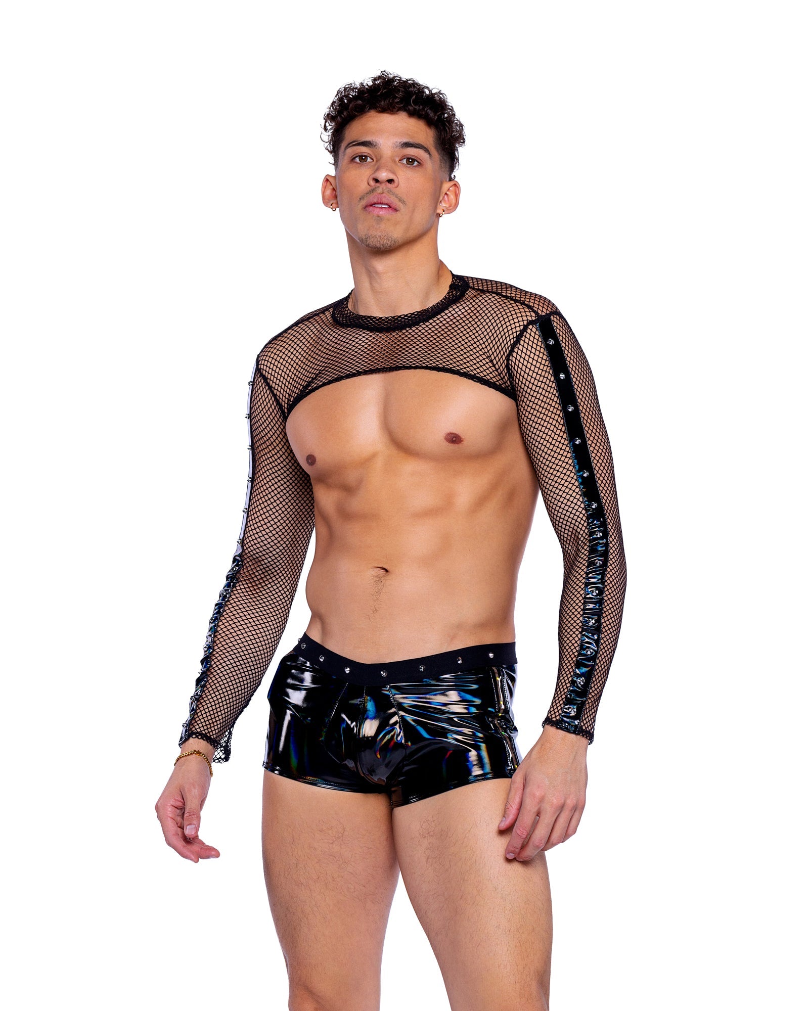 Black/multi Astounding 6513 - Vinyl with Iridescent Pint Shorts Ravewear Size XL