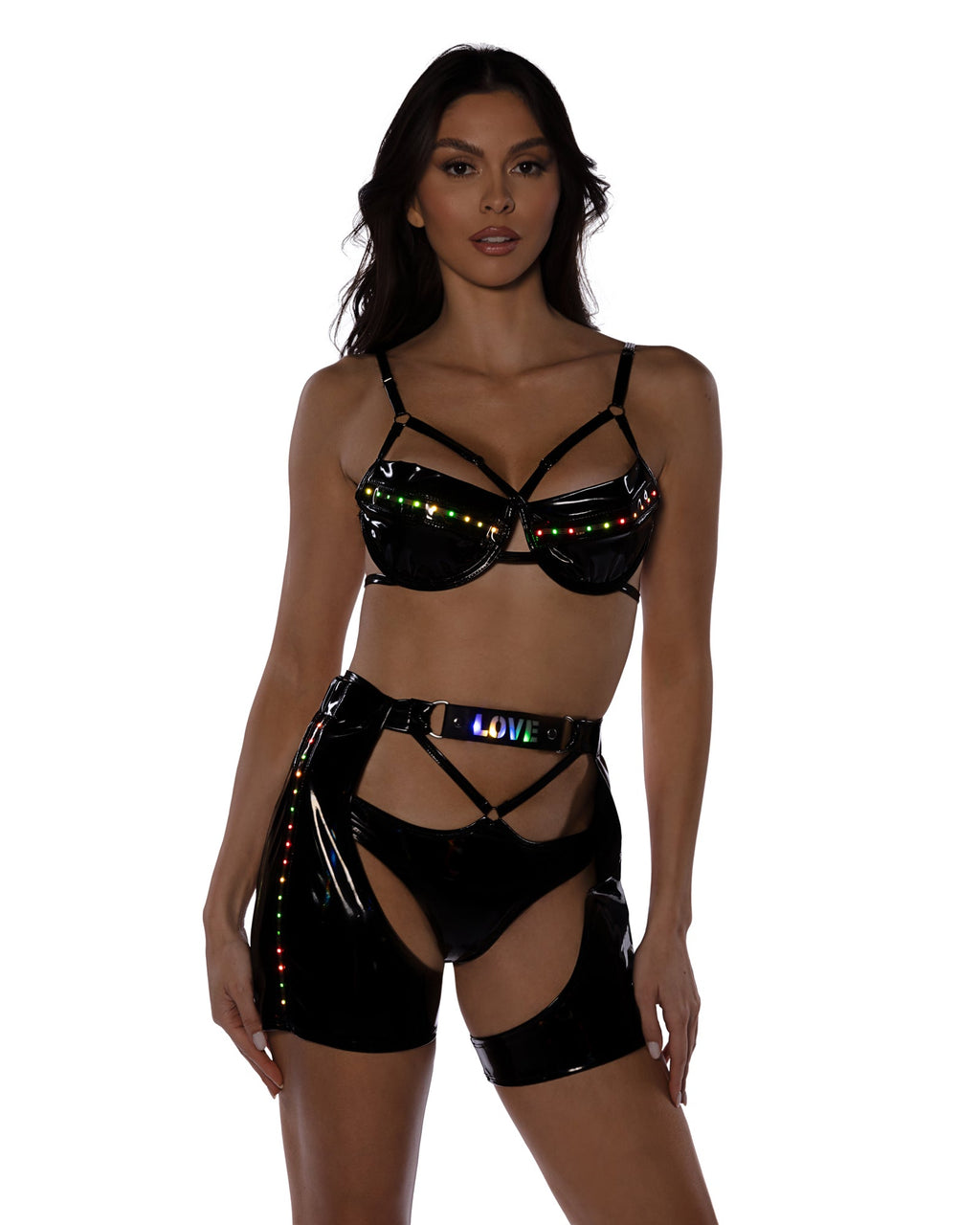 Artisanal 6503 - 2PC Pride Light-Up Vinyl Bra Set Ravewear
