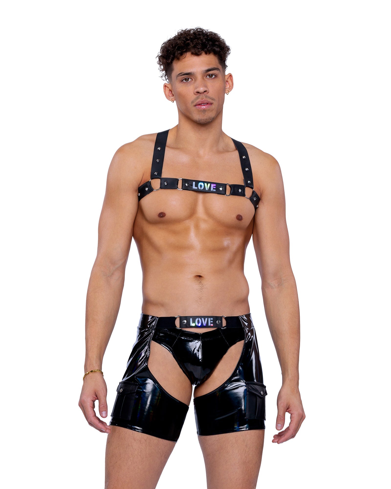 Black/multi Radiant 6506 - Pride Vinyl Chaps Ravewear Size XL