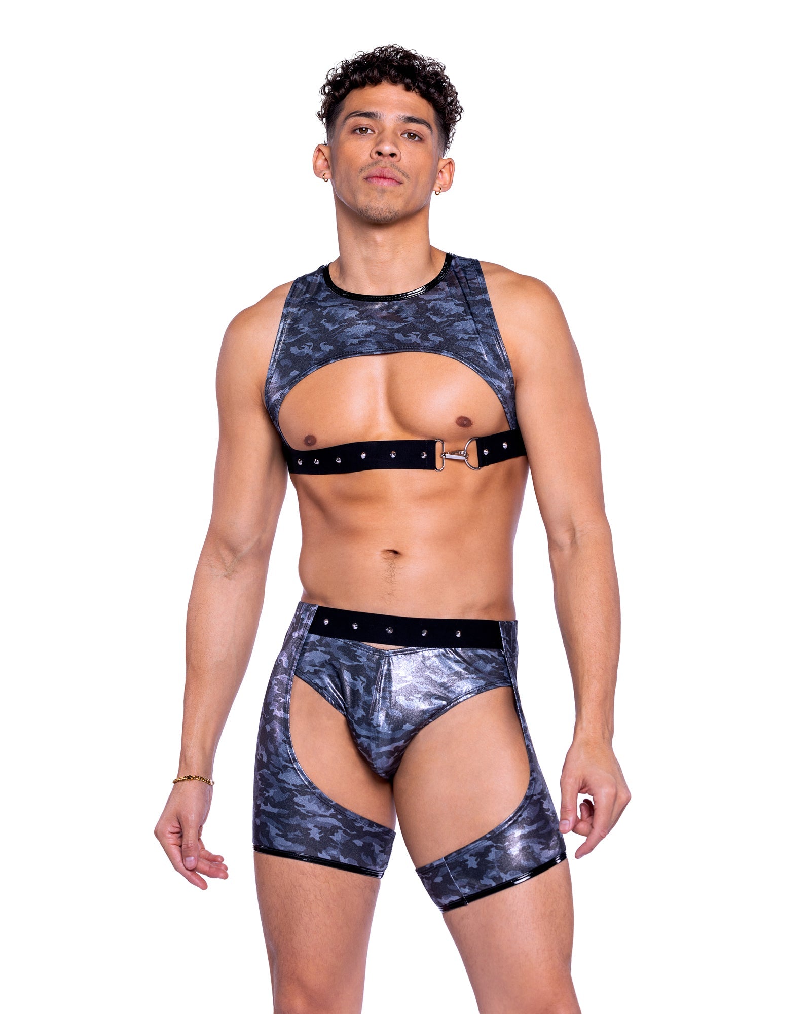 Black/grey Opulent 6522 - Shimmer Camouflage Cropped Top Ravewear Size XL