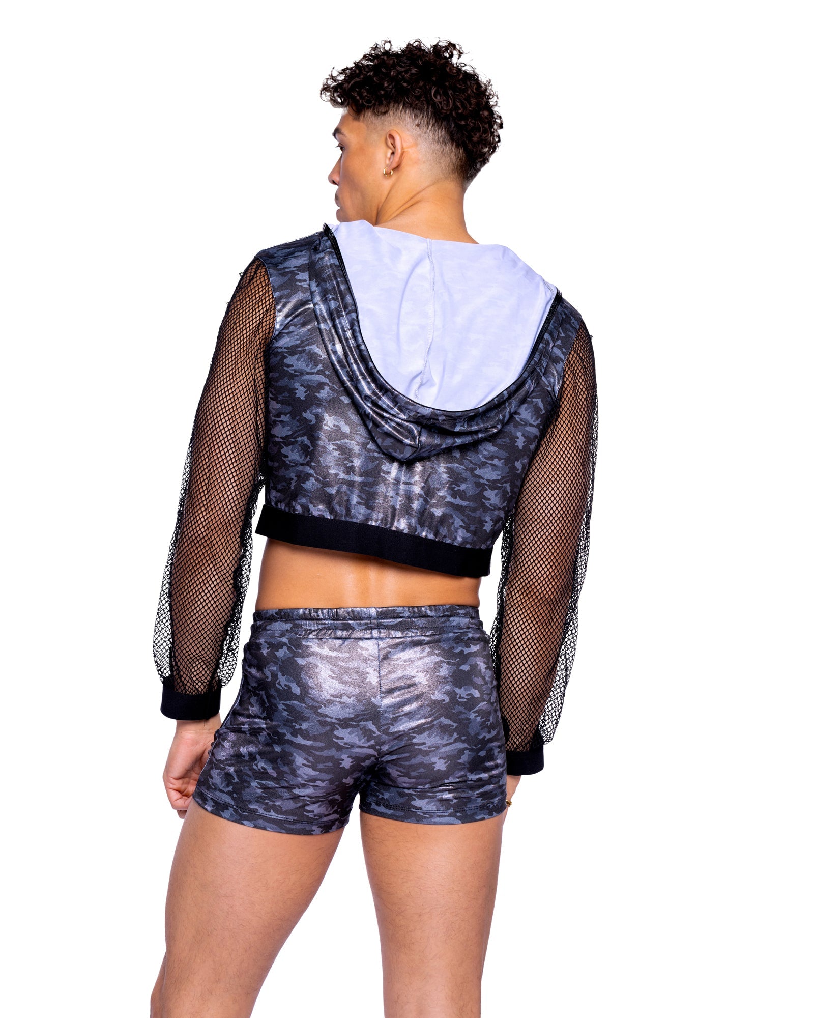 Otherworldly 6525 - Shimmer Camouflage Cropped Hooded Jacket Ravewear Back View