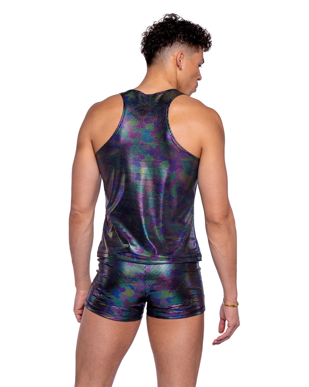Tailored 6529 - Rainbow Shimmer Camouflage Tank Top Ravewear Back View