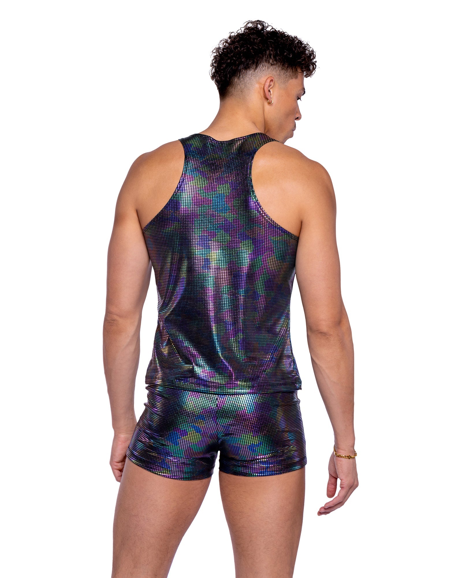 Tailored 6529 - Rainbow Shimmer Camouflage Tank Top Ravewear Back View