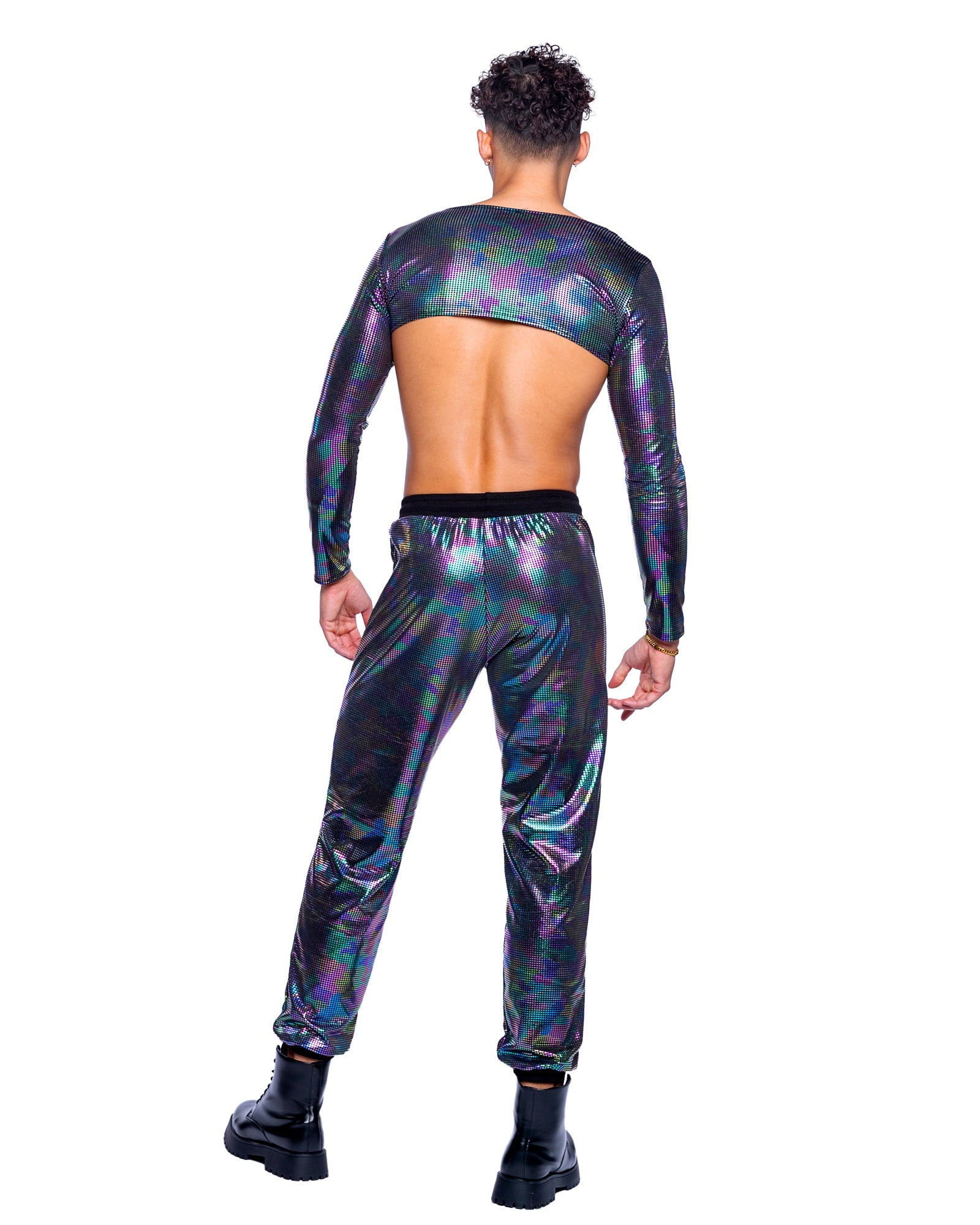 Topaz 6532 - Rainbow Shimmer Camouflage Joggers Ravewear Back View