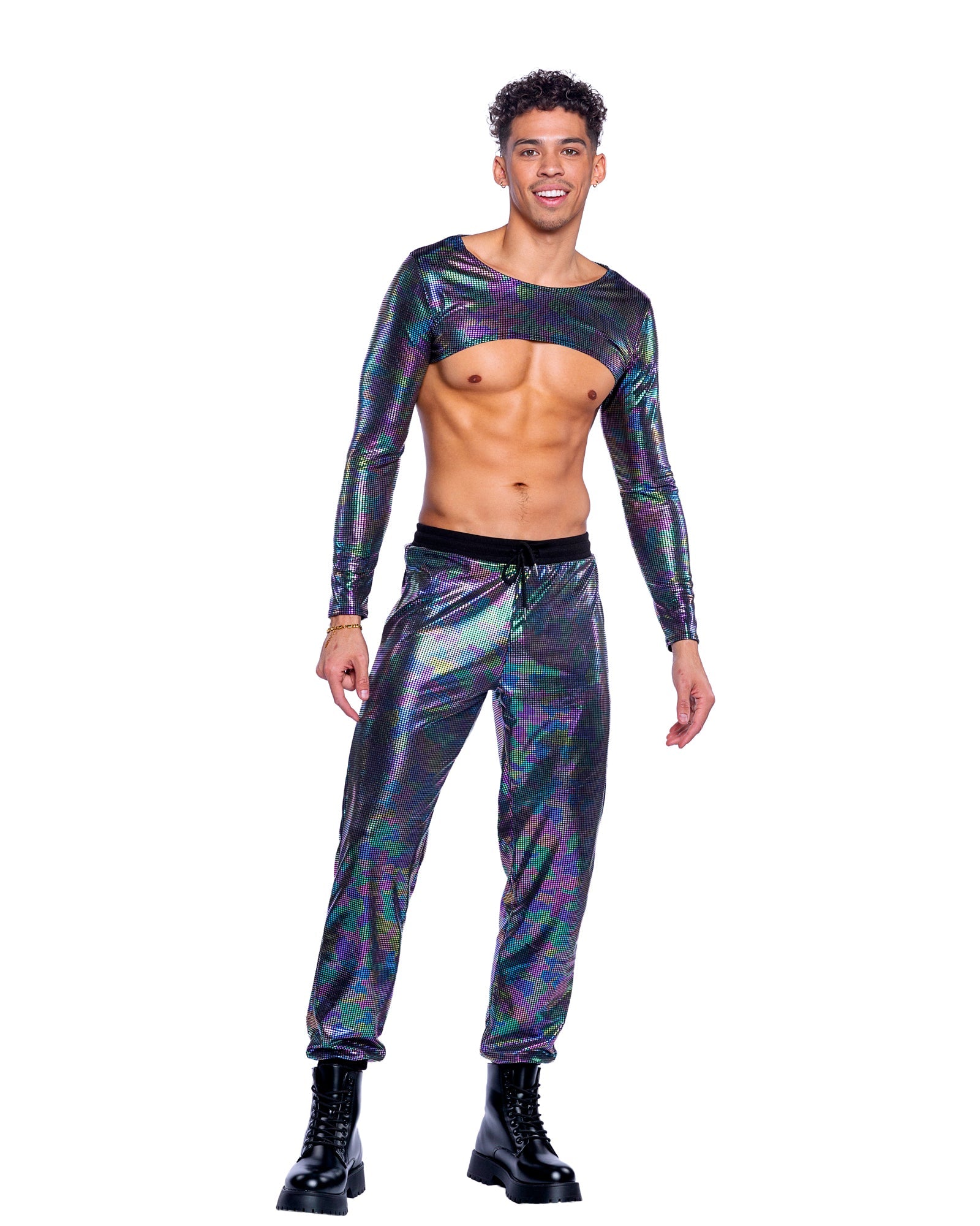 Black/multi Topaz 6532 - Rainbow Shimmer Camouflage Joggers Ravewear Size XL