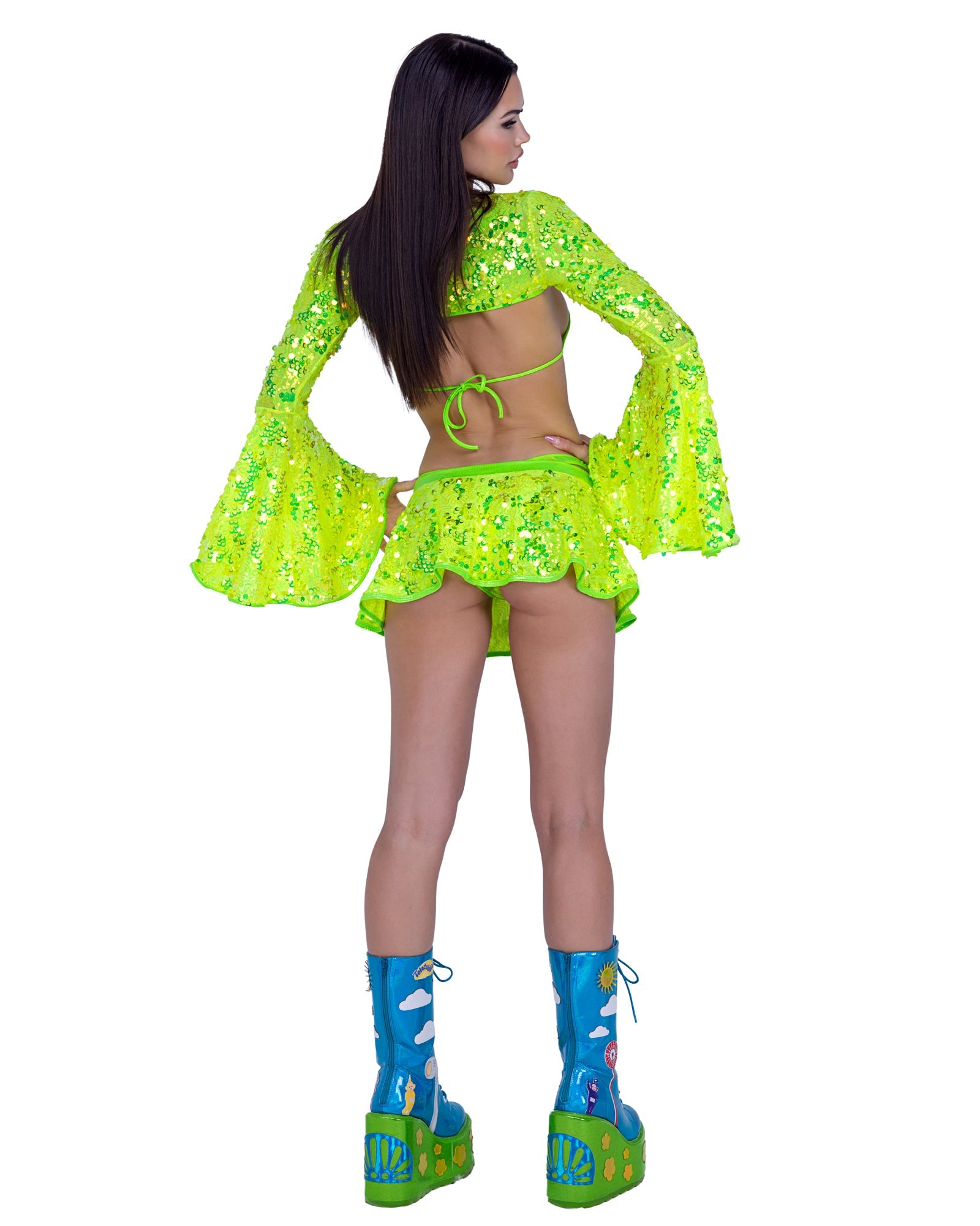 Mystical 6414 - Sequin Flare Skirt Ravewear Back View
