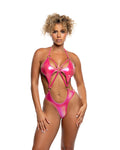 Divine Strappy 5-Ring Foil 1PC Dance Bodysuit in Berry by Build-A-Hoochie