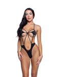 Vivacious Mini Sparkle Velvet 5-Ring 1PC Dance Bodysuit in Black by Build-A-Hoochie