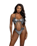 Iridescent Snake 5-Ring Bodysuit Dance Bodysuit in Black by Build-A-Hoochie