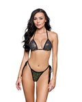 Charming 2PC Sequin Net Tie-Side Bikini Set Dancewear Set in Black by Build-A-Hoochie
