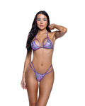 Luxurious 2PC Sequin Strappy Bikini Set Dancewear Set in Lavender by Build-A-Hoochie