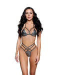 Hypnotic 2PC Holographic Weave Bikini Set Dancewear Set in Black by Build-A-Hoochie