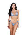Fabulous 2PC Coated Fishnet Tie-Side Bikini Set Dancewear Set in Baby Blue by Build-A-Hoochie