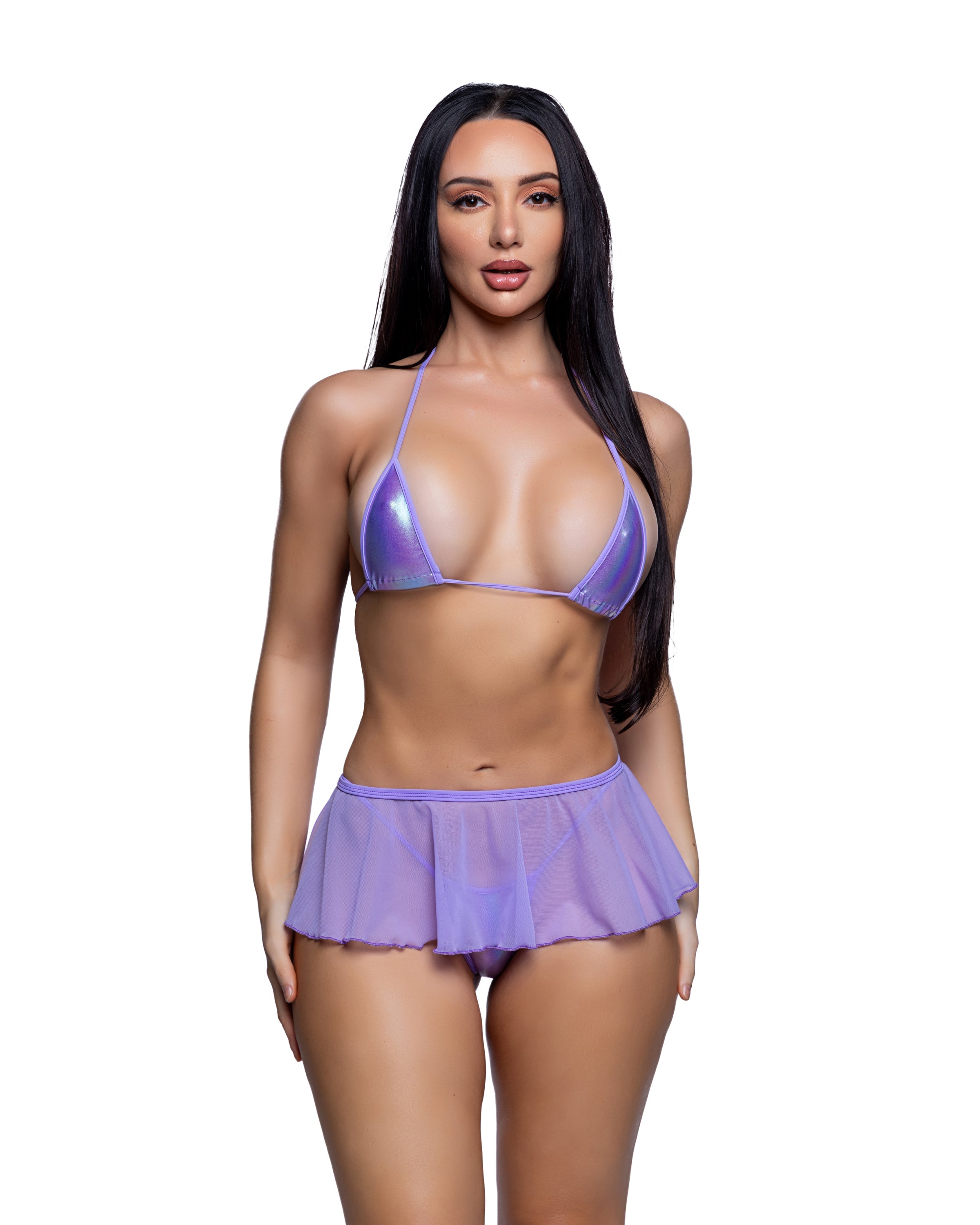 BAH6792 - Vibrant Mesh Flutter Skirt