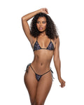 Regal 2PC Print Spandex Tie-Side Bikini Set Dancewear Set in Black by Build-A-Hoochie