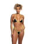 Fabulous 2PC Solid Spandex Tie-Side Bikini Set Dancewear Set in Black by Build-A-Hoochie