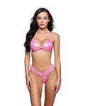 Foxy 2PC Shimmer Keyhole Short Set Dancewear Set in Baby Pink by Build-A-Hoochie