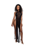 Mystical Long Mesh Gown with Slits Dance Dress in Black by Build-A-Hoochie