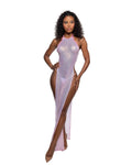 Iridescent Long Diamond Sequin Mesh Gown with Slits Dance Dress in Pink by Build-A-Hoochie