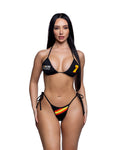 Fabulous 2PC Racer Print Tie-Side Bikini Set Dancewear Set in Black by Build-A-Hoochie